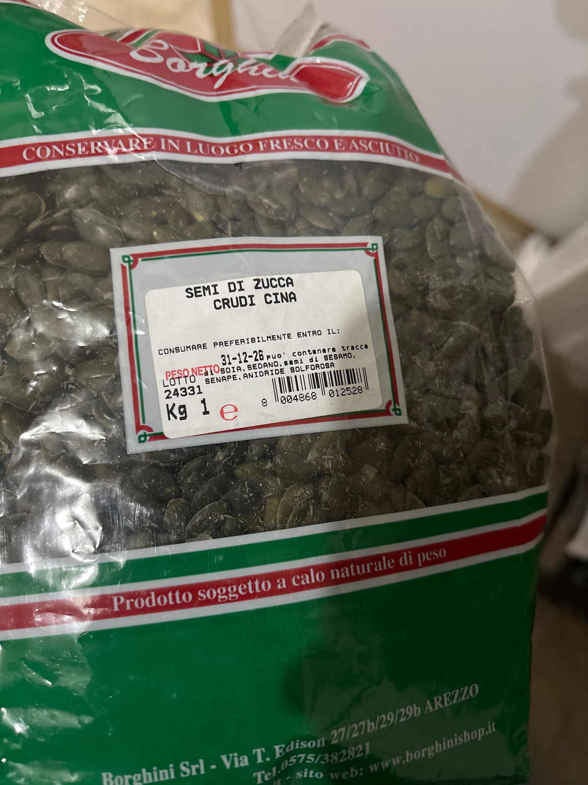pumpkin seeds Borghini Semi Di Zucca Crudi (Pumpkin Seeds- Raw) 1 KG