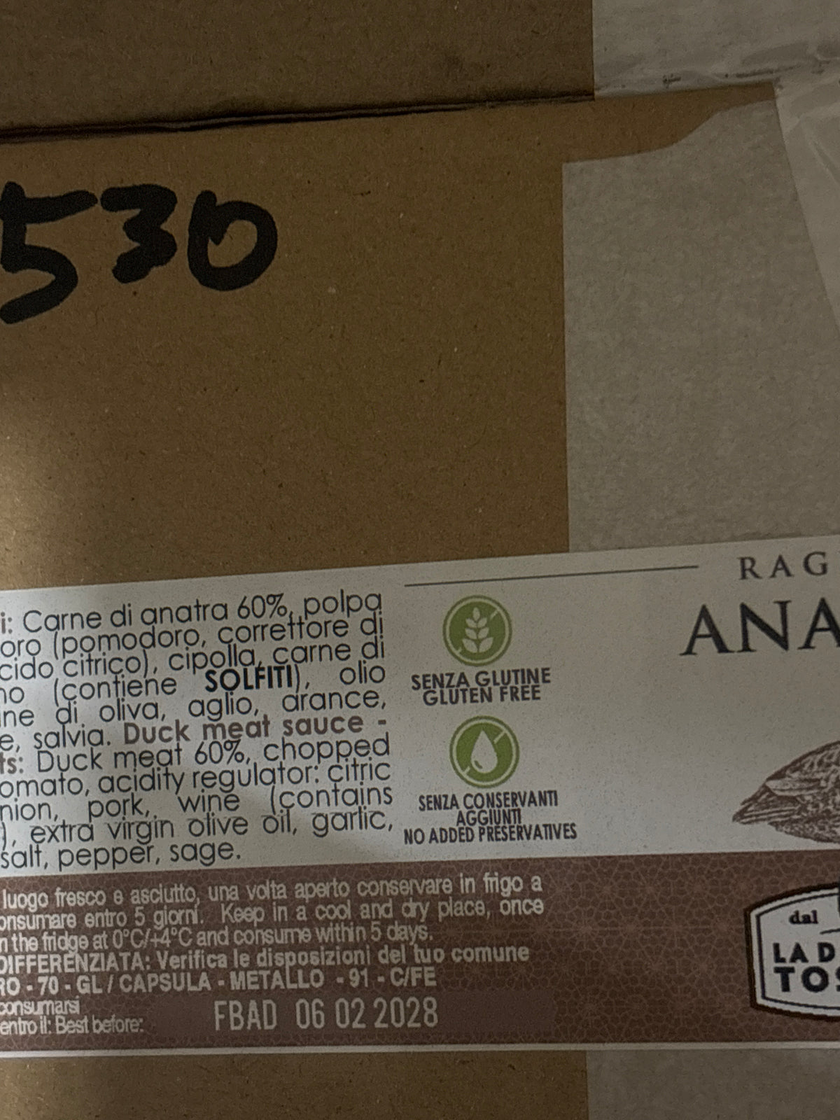 Ragu Toscana Anatra/Duck 180 gr