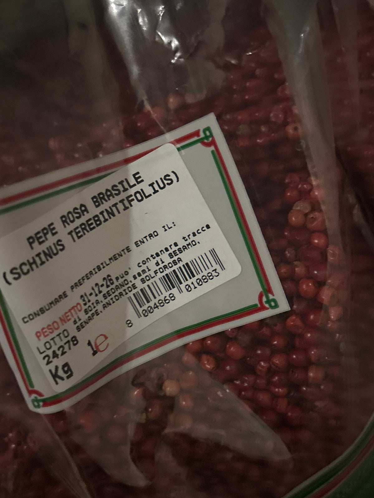 Borghini Pink Whole Peppercorn 1 KG Bag
