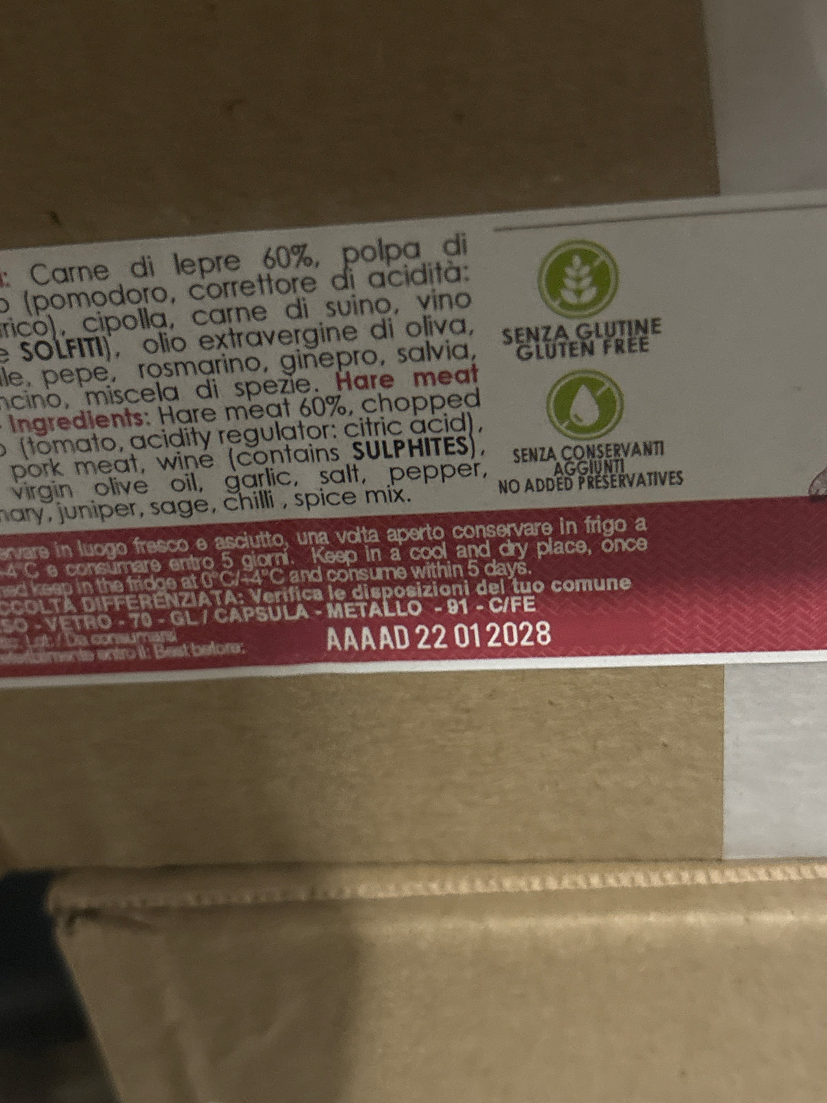 Ragu Toscana Lepre/Hare 180 gr