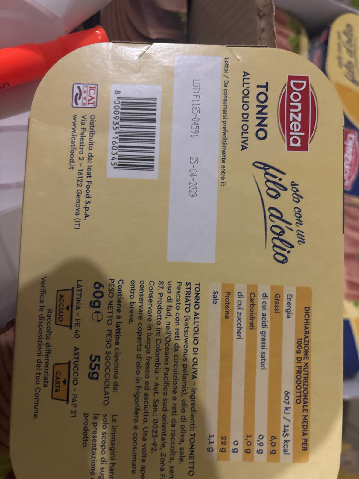 Donzela Tonno All'Olio Di Oliva (Tuna) 60 gr each