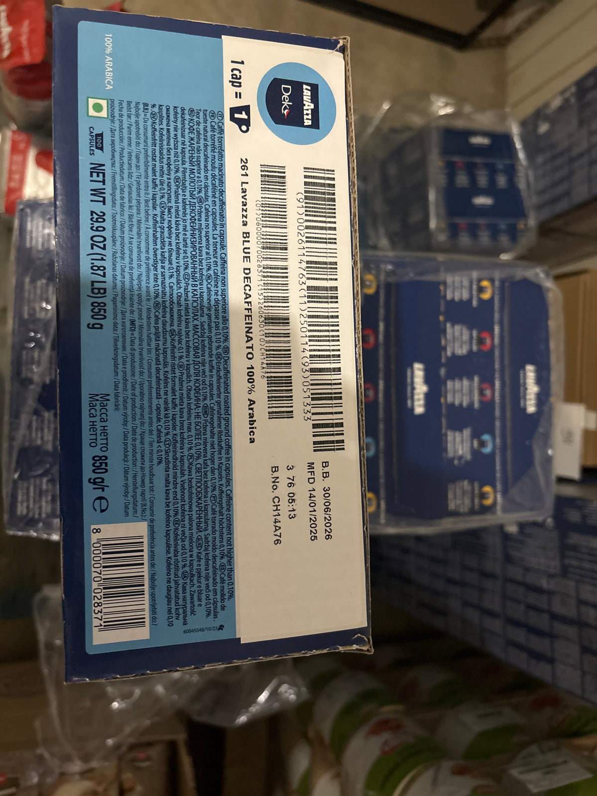 Lavazza Dek Espresso Coffee Single Pods ITALY BLUE