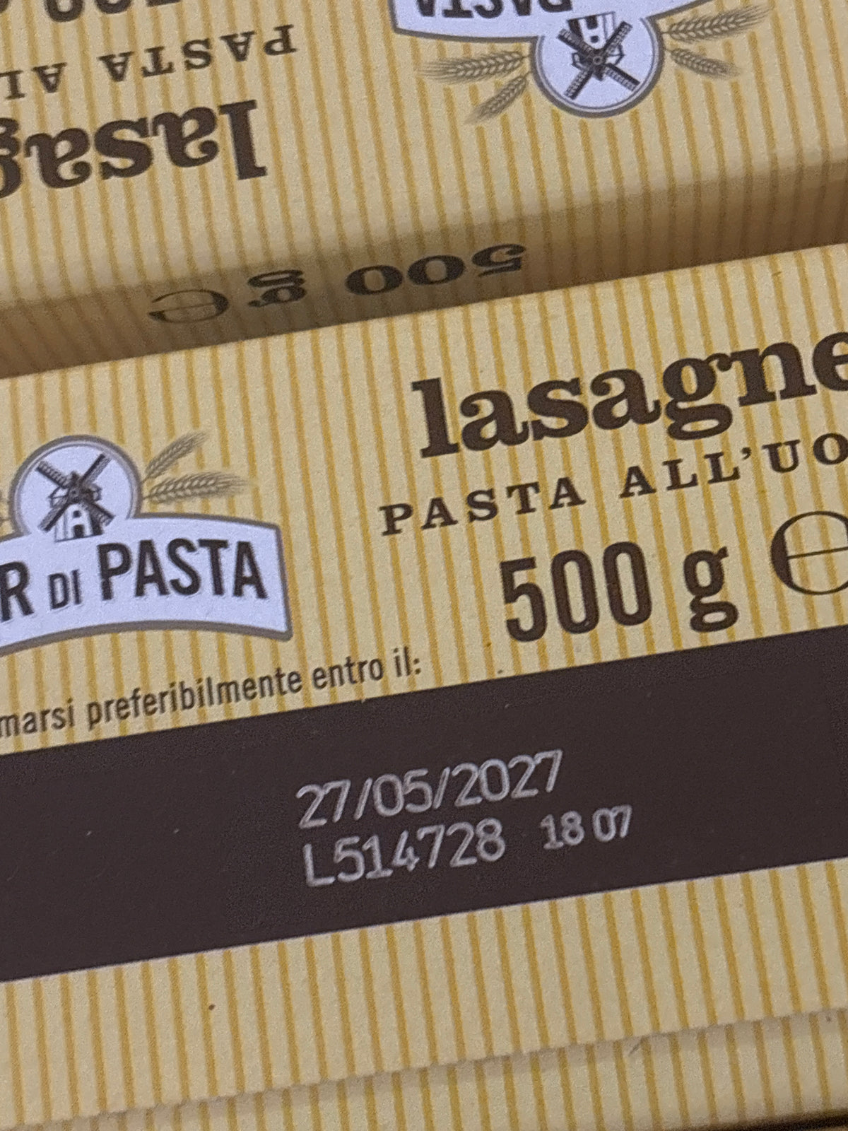 Lasagna Pasta All'Uovo (w/ egg) 500 GR