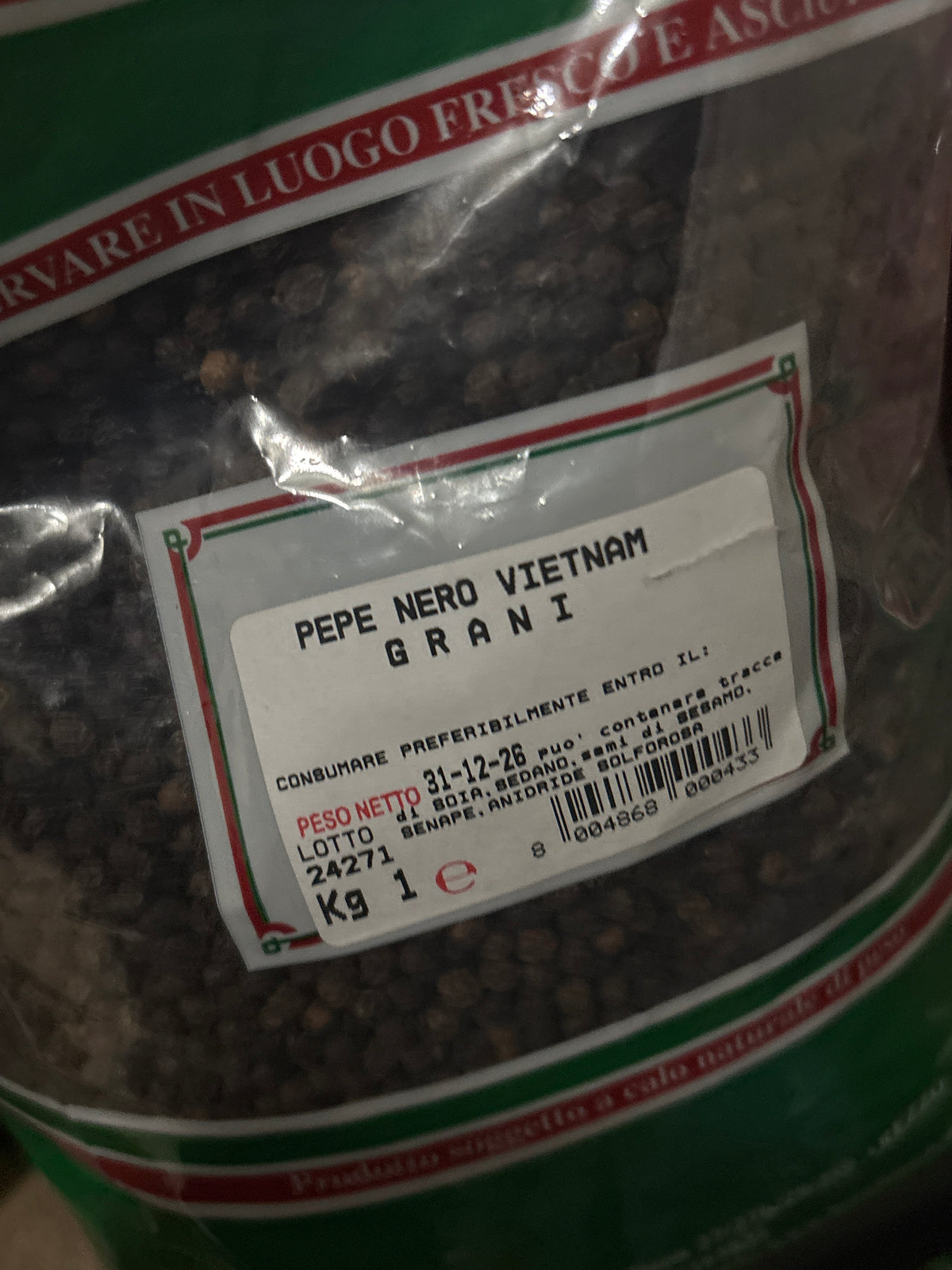 peppercorn Borghini Whole Black Peppercorn 1 KG